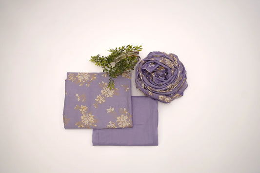 Pure lawn screen-printed three-piece suit