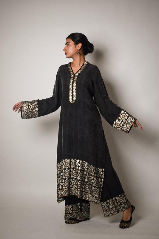 Stone Wash Block Printed Suit