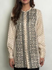 warm Beige  Heritage Print Shirt