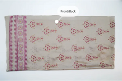Beige three-piece block printed tissue silk suit