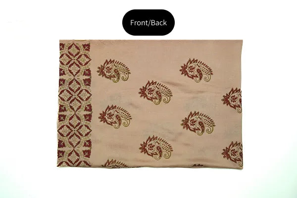Pink-peach three-piece block printed pure cotton net suit