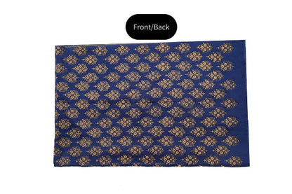 Deep royal blue three-piece block printed tussel silk suit