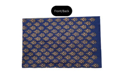 Deep royal blue three-piece block printed tussel silk suit
