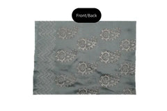 Ice blue block printed three-piece tissue silk suit