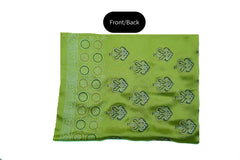 Lime green block printed three-piece tissue silk suit