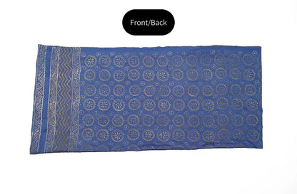 Grey-ish blue three-piece block printed pure cotton net suit