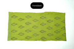 Lime yellow three-piece block printed pure cotton net suit