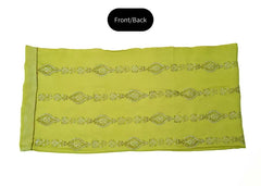 Lime yellow three-piece block printed pure cotton net suit