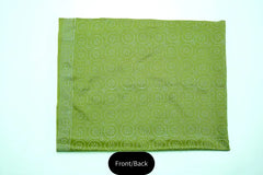 Lime green block printed three-piece tissue silk suit