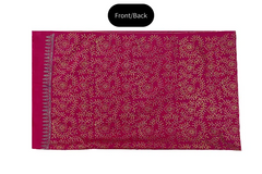 Shocking pink three-piece block printed tussel silk suit