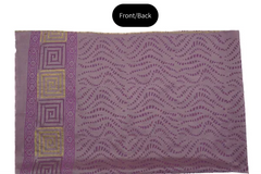 Light mauve three-piece block printed tussel silk suit