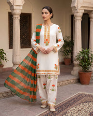 Multicolor Painted Lawn Suit