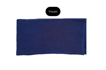 Deep royal blue three-piece block printed tussel silk suit