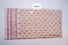 Beige three-piece block printed tissue silk suit